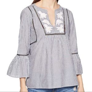 GAP Bell Sleeve Embroidered Stripe Blouse